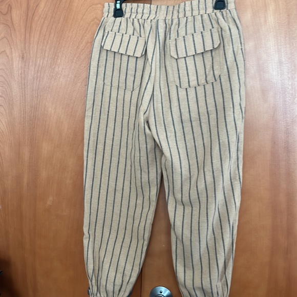 ROOLEE  tan/ navy blue striped cropped joggers - Picture 6 of 8